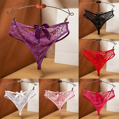 Frauen Sexy Lace Briefs Thong G string Panties Dessous Unterwäsche Mesh T back