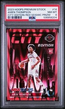 PSA Hoops Premium Stock Amen Thompson City Edition Red Seismic Prizm RC/199 POP1