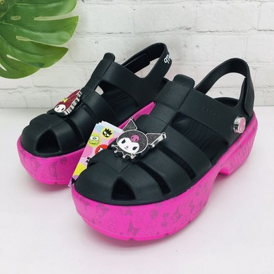 Crocs Women's Kuromi My Melody Hello Kitty Stomp Sandals 210104100 Black Sz 10