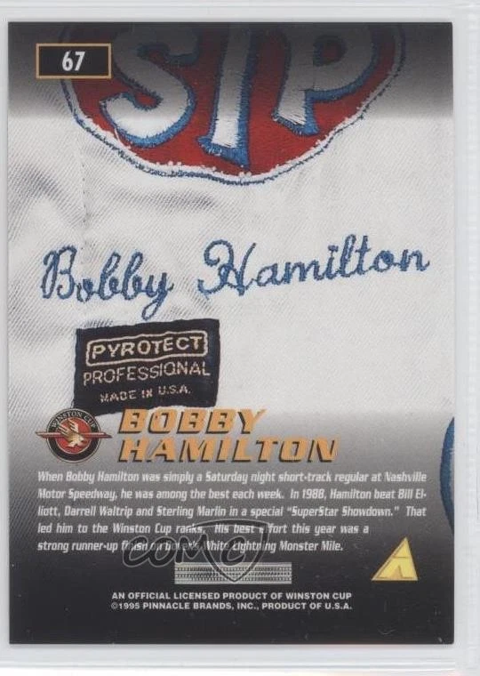 1995 Pinnacle Zenith End of Day Bobby Hamilton #67 - Image 2 of 2