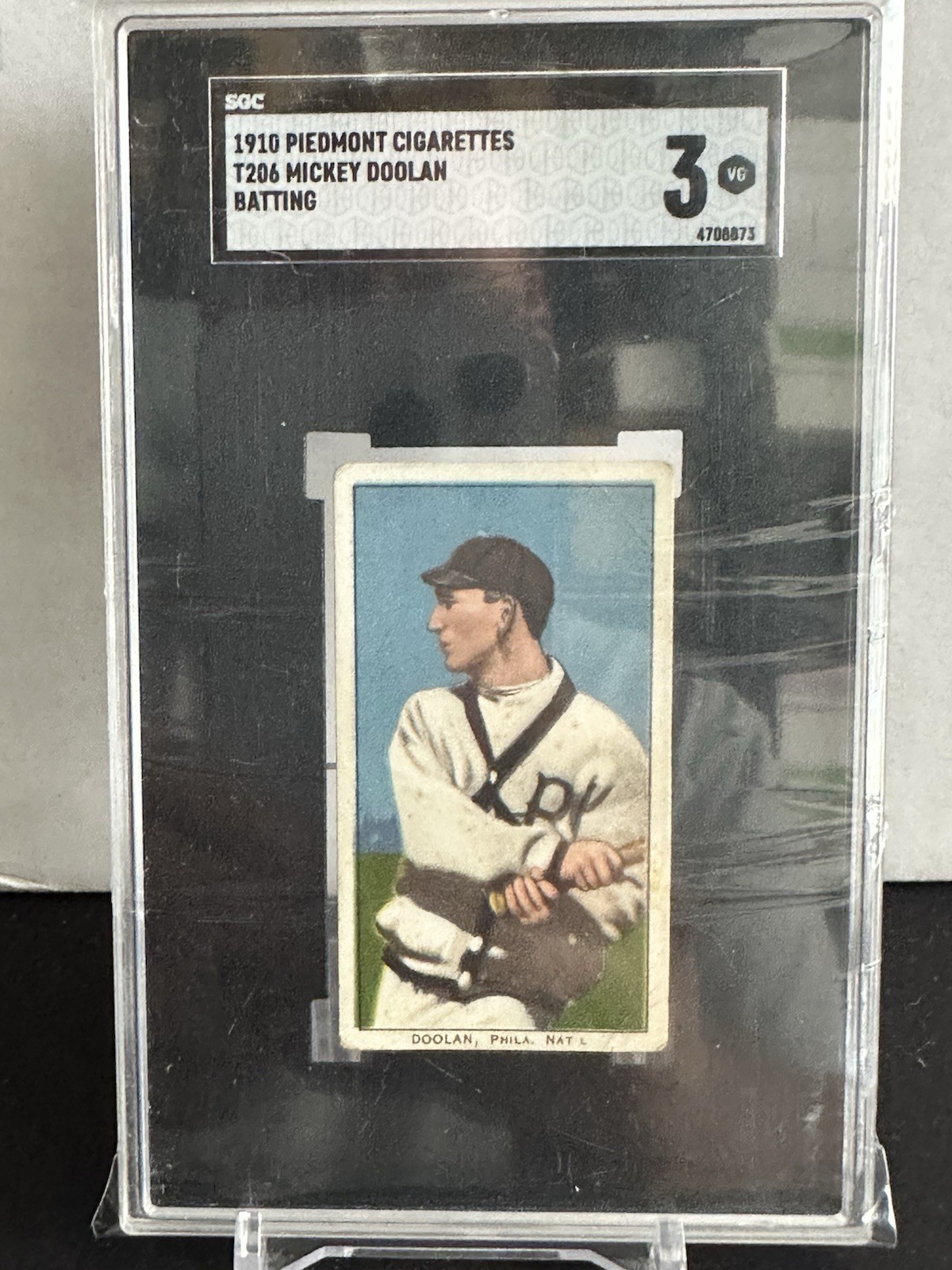 1909-11 T206 - Mickey Doolan Piedmont 350 Back Batting RC SCG 3 VG