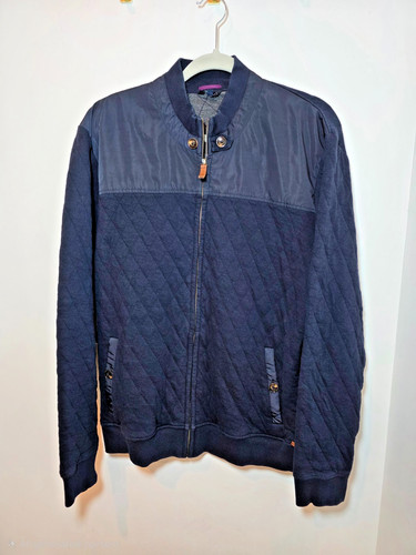 Ted Baker, TED BAKER LONDON Navy Quilted Winter Jacket MENS SIZE 7 XL Full Zip Sweater