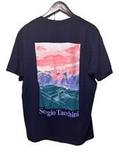 Sergio Tacchini Serif Logo Tee Maritime Blue Water Color Tennis Court Size XL