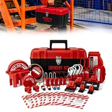 Portable Lockout Tagout Kit - 39 Pack OSHA Compliant | Red Loto Locks to Prev...