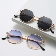 Polygon Metal Sunglasses Vintage Frame for Women Sunglasses Men Luxury Brand Des