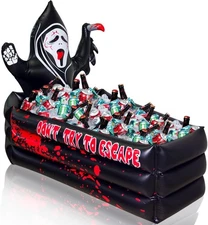 40" Halloween Decor Inflatable Cooler 100+ Cans Scary Coffin Ghost Ice Bucket US