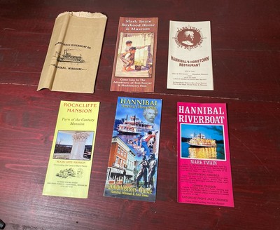 Vintage Hannibal, MO Travel Guides Mark Twain River Boat Family Restaurant Menu
