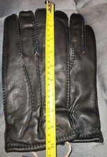 Deerskin Leather Gloves Black Men's Size 10.5