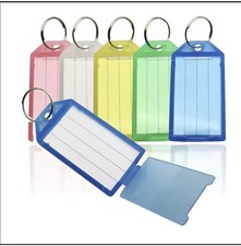 Plastic Click Key Tags Labels With Keyring Label Assorted 8-Colours Heavy Duty