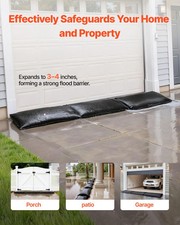 Flood Barrier, 6 Pack, 2.7 x 1.4 ft Flood Bags Activated by Water, Reusable Wate