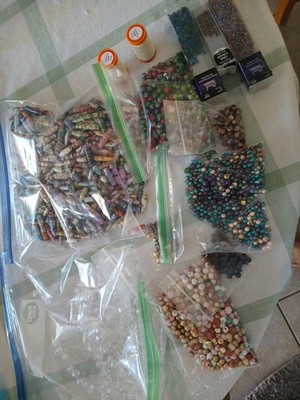 Craft Bead Lot Glass  Plastic Paper Wood All Shapes Colors