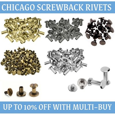 10-50 Stck. Messing Flachkopf Nieten Chicago Schrauben Nagel Nieten Leder Handwerk Gürteltasche