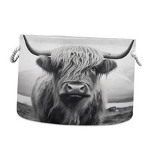 Cotton Rope Basket Highland Cow Baby Laundry Basket for Living Room, A02