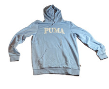 PUMA Hoodie Logo Pull Over Mens Medium Blue Casual Outerwear Athleisure NWT