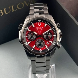 Bulova Marine Star 98B350 Chronographe Montre Quartz Homme Cadran rouge 43mm