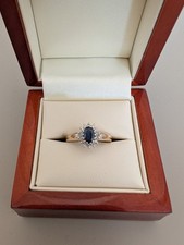9ct Yellow Gold Sapphire and Diamond Cluster Ring
