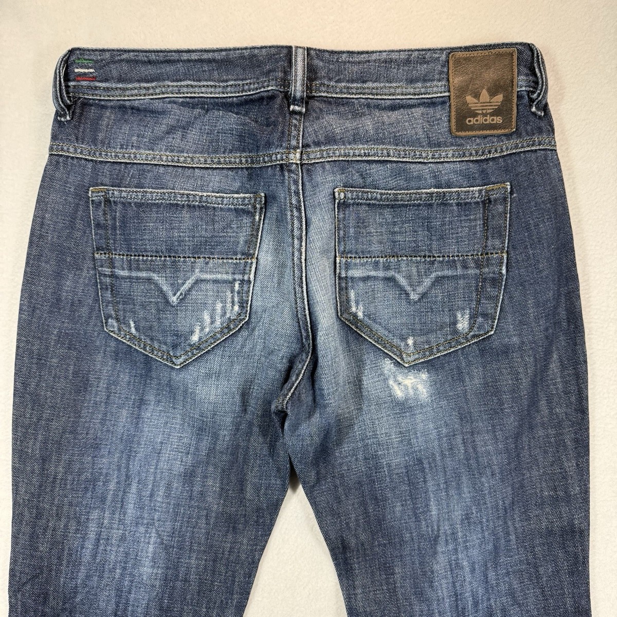 Diesel ADIDAS Jeans Womens 29x28 Adi-Floy Slim Tapered Distressed Denim ITALY View 6