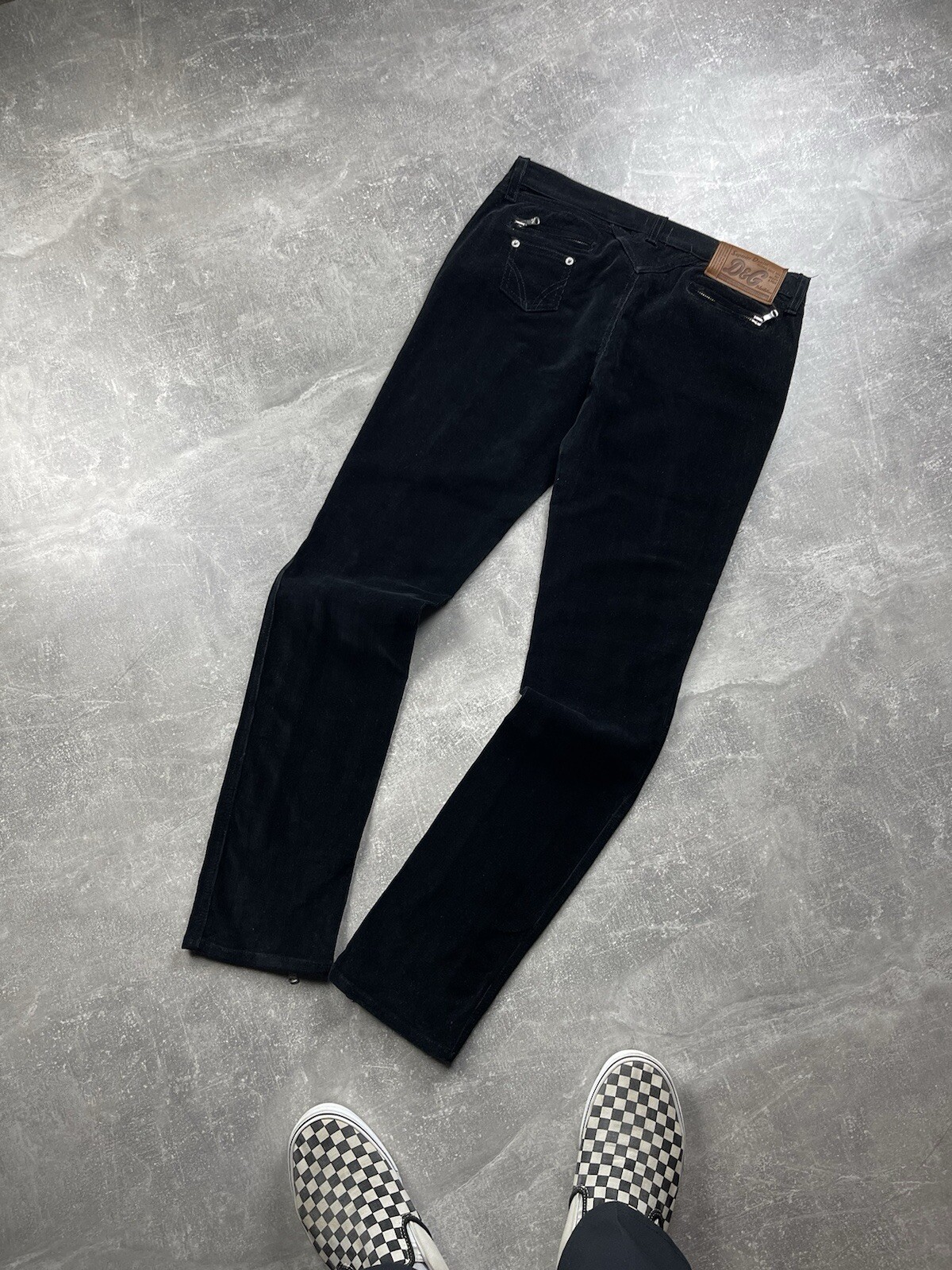 Dolce & Gabbana Balck Luxury Corduroy Zipper Pants Size 28 / 42 Made In Italy