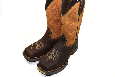 Tony Lama Men's Dusty Junction Steel Toe Work Boots – 11" Shaft, Tan Leather, Roper Heel - View #5