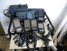 lot of four each intermec cn50 handheld, ae36 auto, ac16 ac adapter, ad27 dock