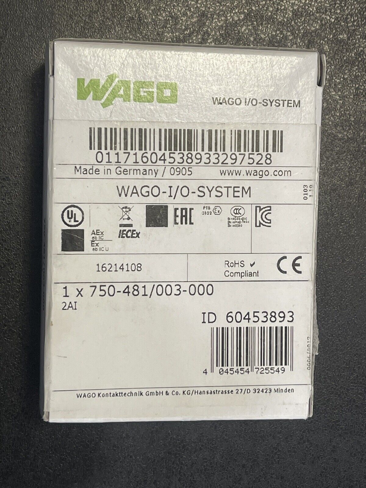 WAGO 750-481/003-000, 2-channel Analog Input Module AI