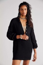 NWT FREE PEOPLE BEACH Sz S PICNIC SWEATER MINI DRESS IN BLACK