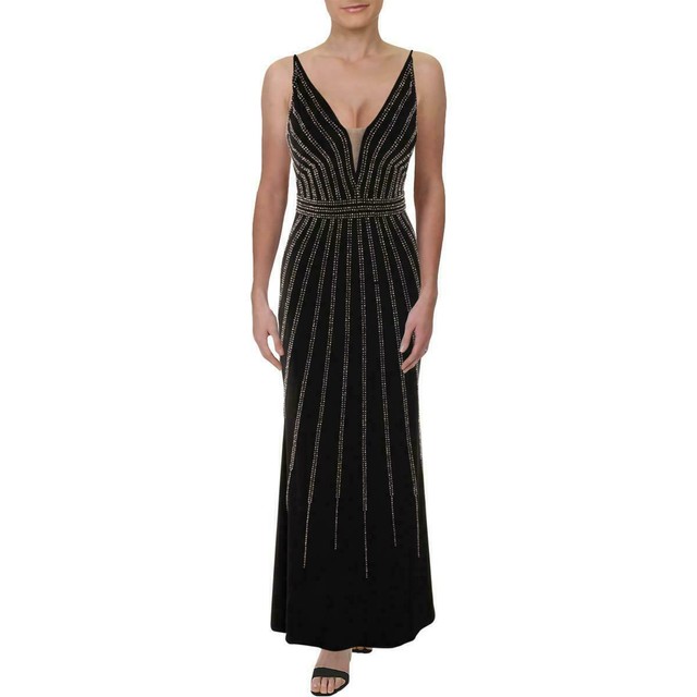 xscape petite beaded illusion gown