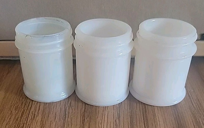 LOT of 3 Antique Vintage Milk Glass Jars. Mentholatum, Dr.Scholl's,& Musterole 