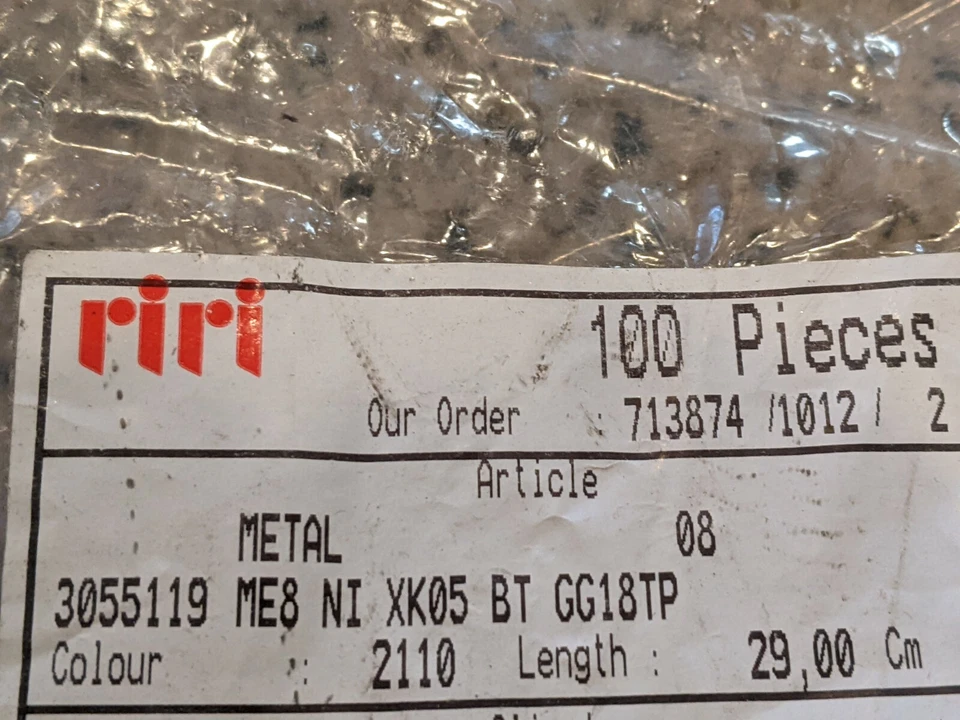 RIRI M8 29 cm 11,4" AMIRI Metal No Separable Unidireccional Cierre Cremalleras Negro Foto 4 de 4