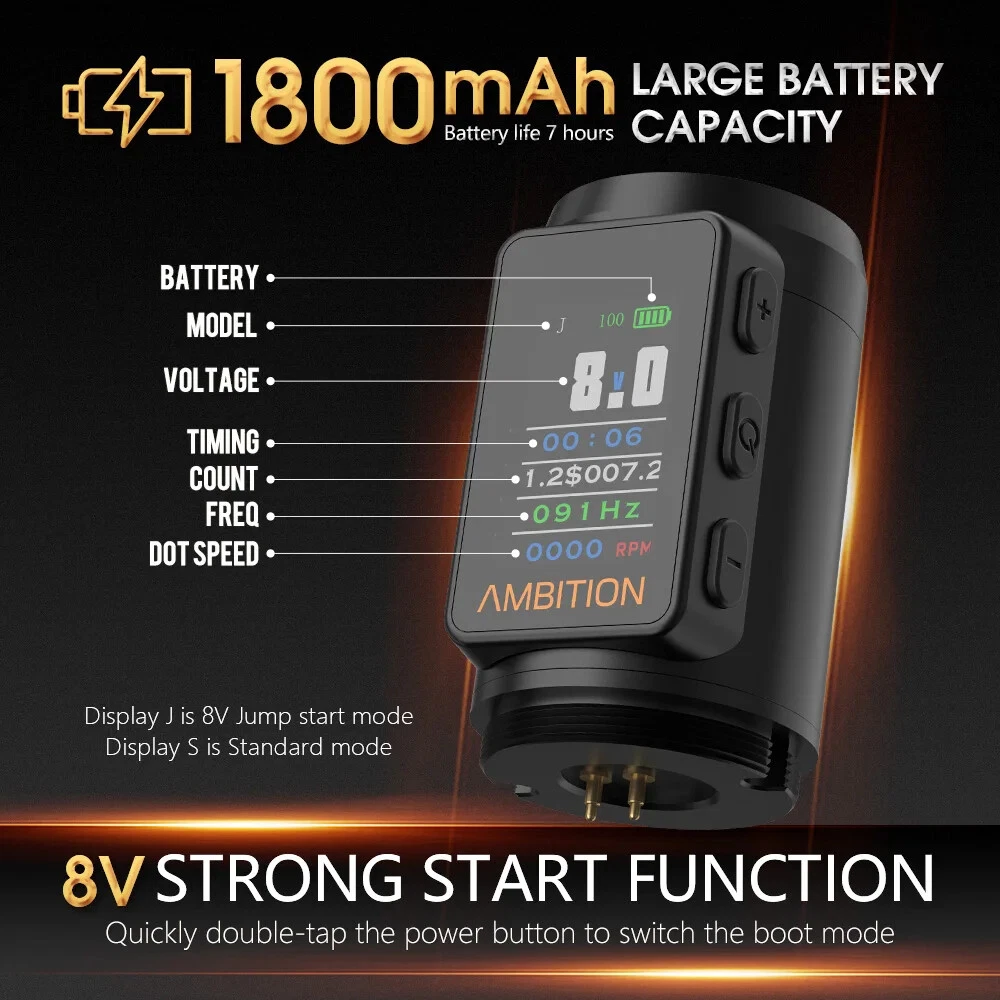 Ambition Vibe Max 2.5-3.5-4.0-4.5mm Stroke Wireless Tattoo Machine Pen Brushless - product detail image 4