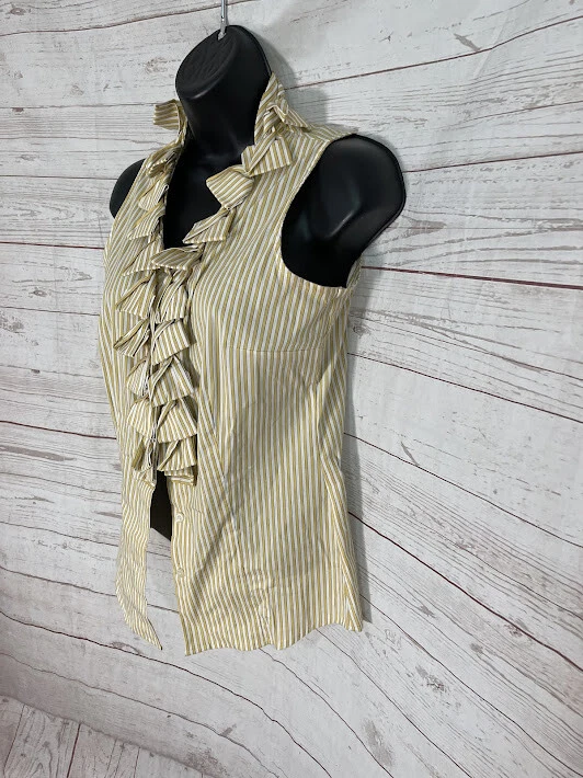 Camisa para mujer The Limited Essential blusa a rayas con volantes sin mangas talla XS Foto 2 de 4