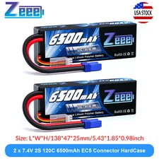 2x Zeee 2S LiPo Battery 6500mAh 7.4V 120C EC5 Hardcase for RC Car Truck Truggy