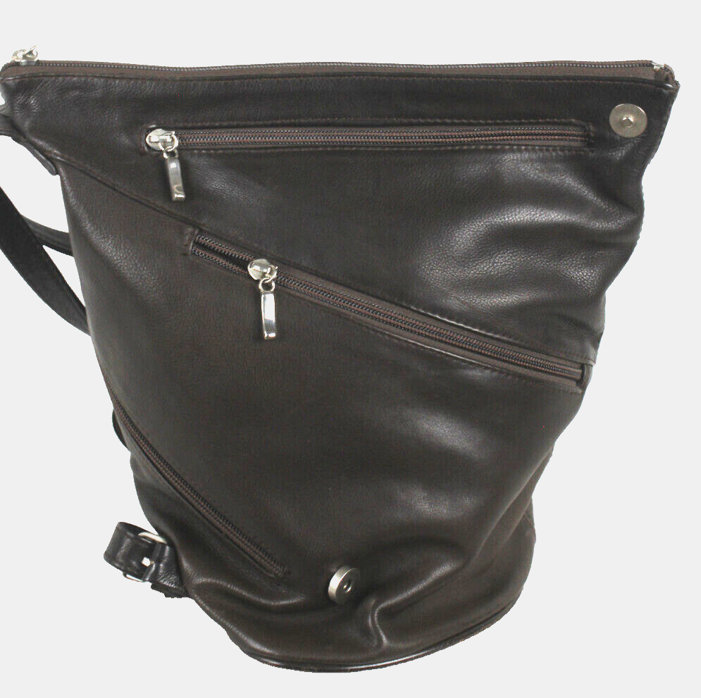 Meron Leder-Rucksak,Tasche faltbar, Damen 25 x 35 x17 cm,guter