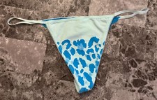 NWT VICTORIA'S SECRET PINK LARGE BLUE LEOPARD LACE VINTAGE RARE V STRING PANTIES