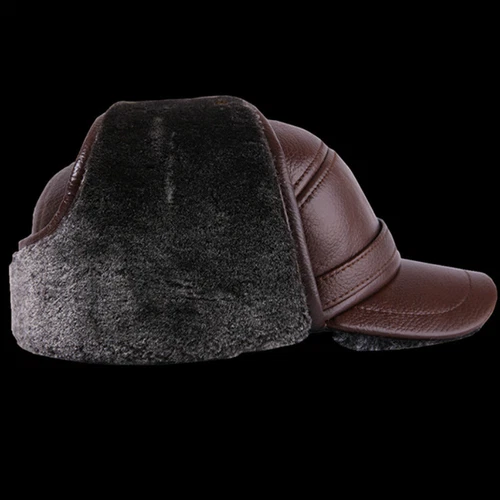 Men Leather Trapper Hat Baseball Cap Ushanka Hunting Ear Flap Winter Warm New - Bild 9 von 18