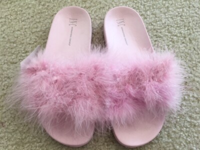 Women's NWOT INC International Concepts Faux-Fur Marabou Slide Slippers