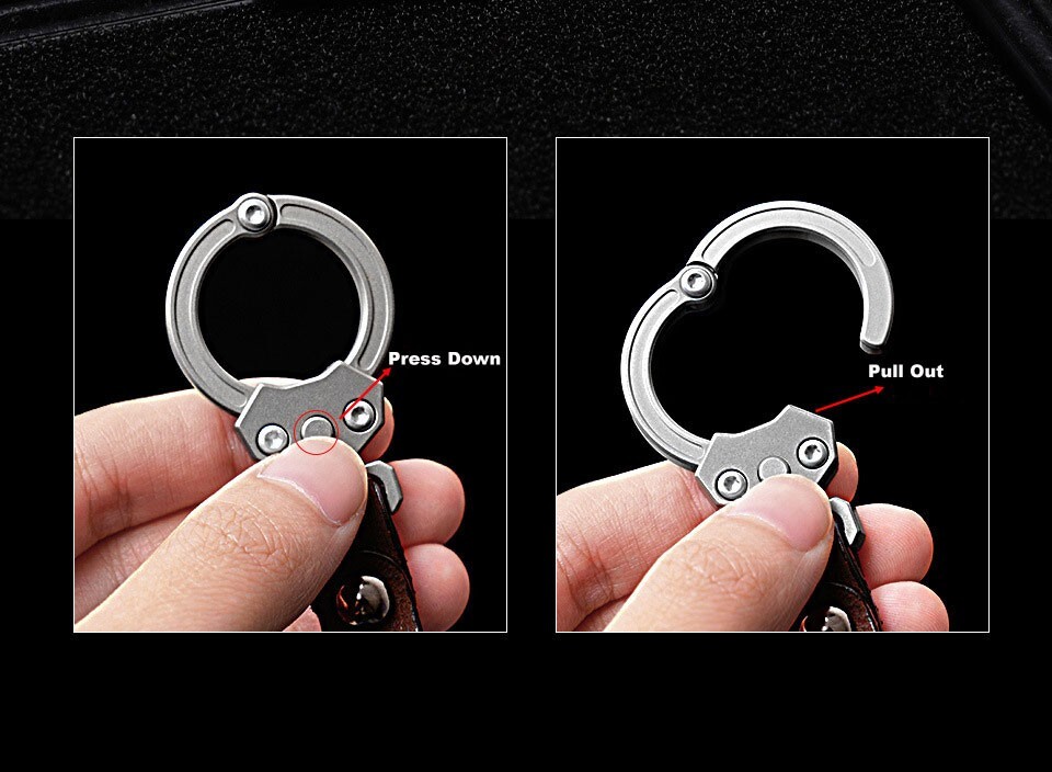 Titanium Alloy + Leather Portable Car Universal Keychain EDC