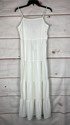 Divided H&M Dress Womens XS White Tiered Maxi Sleeveless Square Neck Long Solid