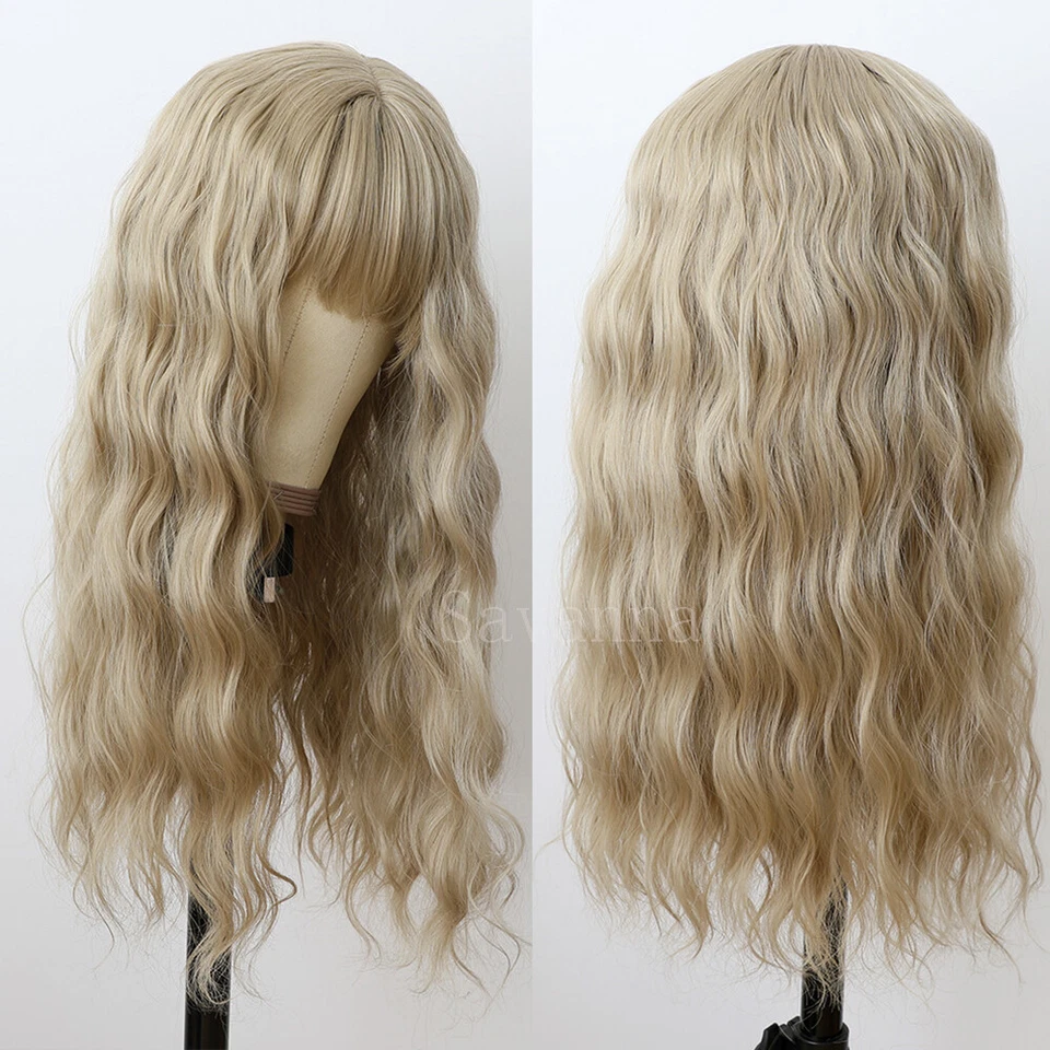 Loose Wavy Synthetic No Lace Wigs #22 Natural Full Bangs Women Cosplay Wig Party - Image 4 of 4
