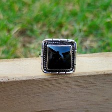 Beauty Black Onyx Gemstone 925 Sterling Silver Handmade Ring All Size H-15