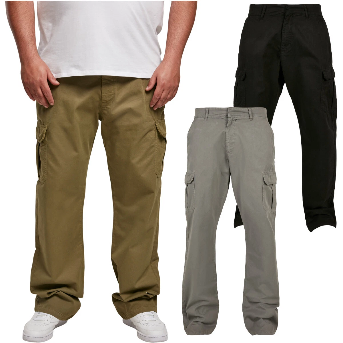 Urbanclassics Pantalón Cargo Recto Pierna Cargo Pantalones Bolsos Básico Skate