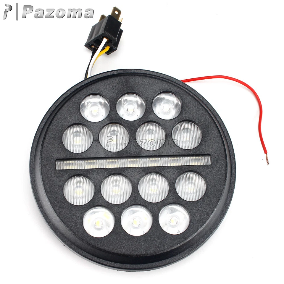 Круглая светодиодная фара 5,75 дюйма с дневными ходовыми огнями подходит для Harley Dyna Softail Sportster - Изображение 4 из 4