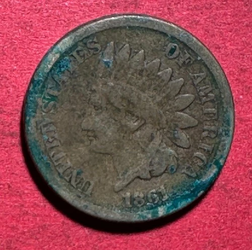 1861 US Copper Nickel Indian Head Cent! VG Details! Old US Coin!