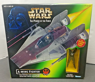 Star Wars A Wing Fighter & Pilot 1997 POTF complete DAMAGED BOX READ