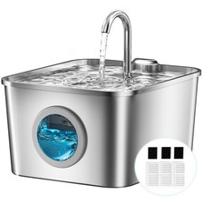 Fontaine a Eau Chat INOX - 2,6L Fontaine à Eau pour Chat Acier Inoxydable