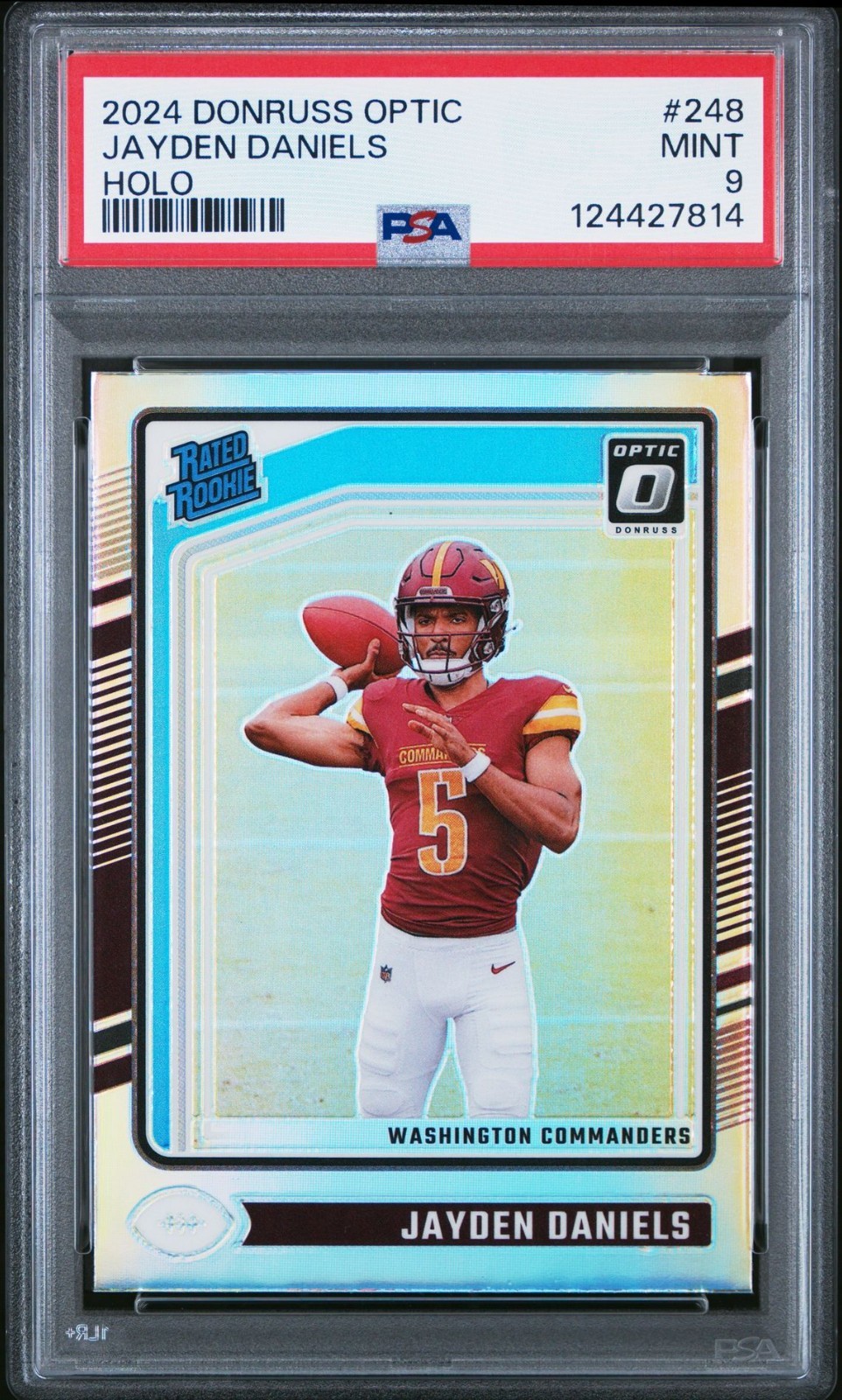 2024 Panini Donruss Optic Jayden Daniels Holo Rated Rookie Prizm #248 (RC) PSA 9