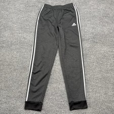 Adidas Pants Youth XL Gray Stripe Fleece Warm Up Joggers Athleisure Track Sweat