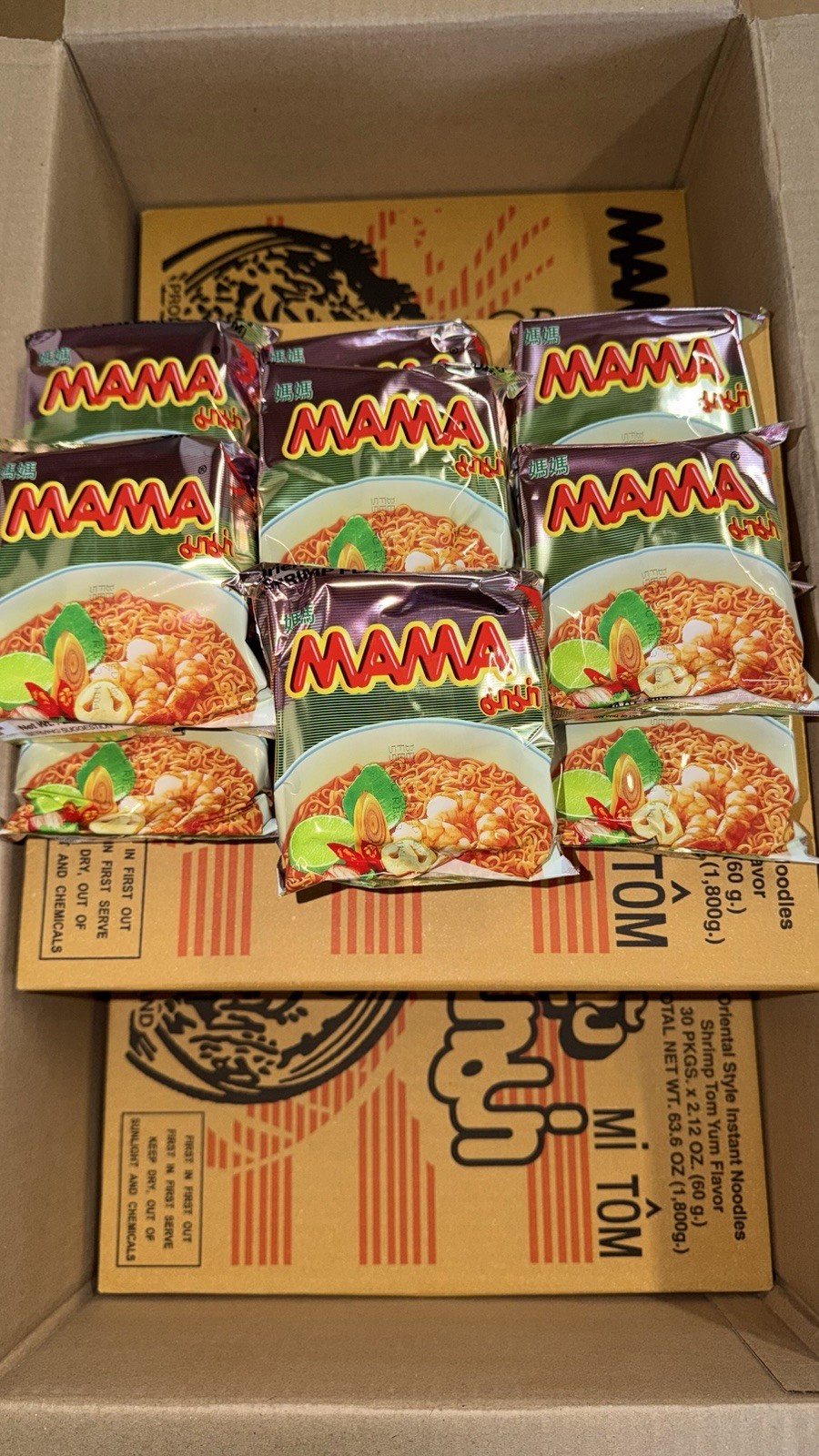 Mama Shrimp Creamy Tom Yum Instant Noodles 1.94 oz x 30 Pack