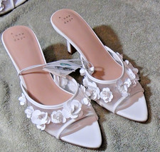 Women's Lupita Mesh Rhinestone Peep Toe Mule Heels with Memory Foam Insole 9.5