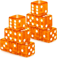 12 Pcs 19 Mm Casino Dice Acrylic Orange Translucent D6 Dice 6 Sided with Square
